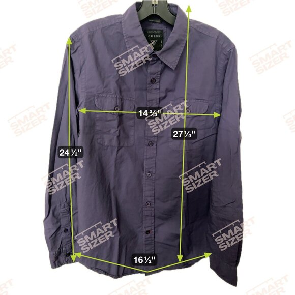 Guess Mens Navy Blue Button-Down Long-Sleeve Shirt S Regular Fit - Picture 5 of 5
